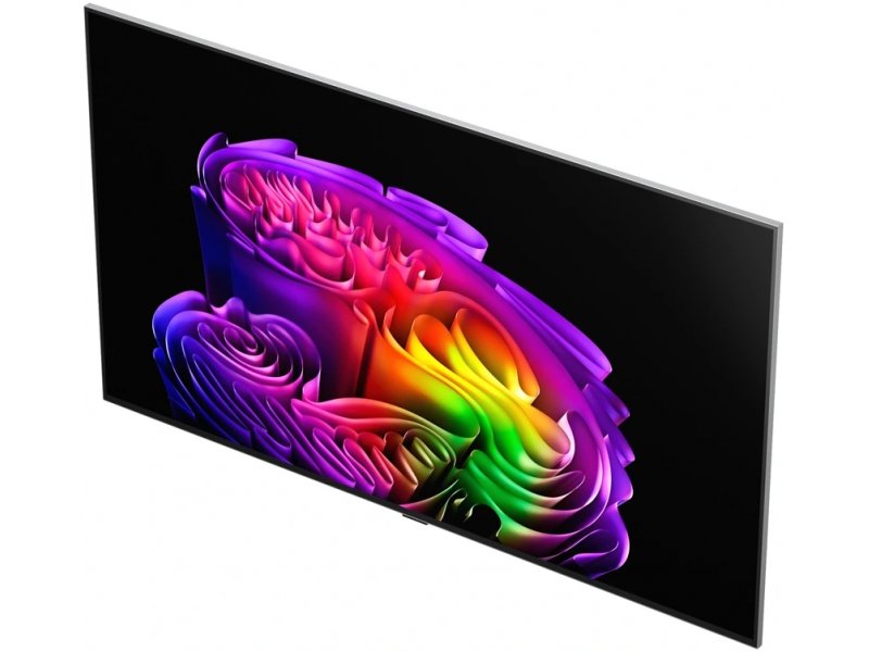 LG OLED97G6RLA — боковой профиль 45°, толщина корпуса 2,8 см, минималистичный дизайн