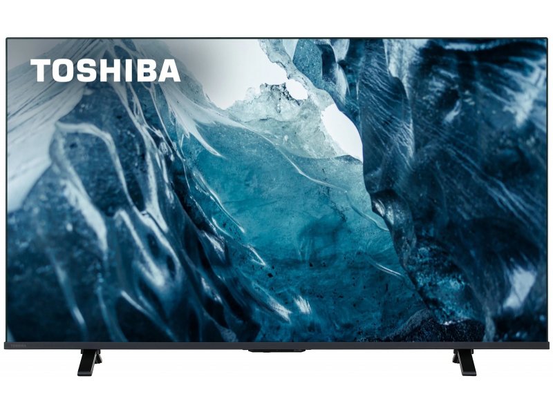 Toshiba 55M450RE вид спереди на подставке с контентом на экране