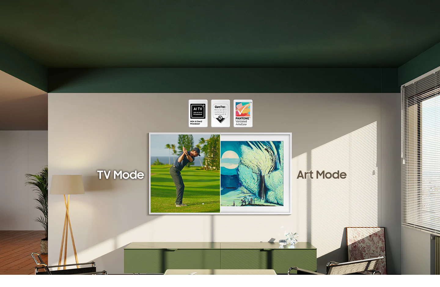 Качество изображения QLED на Samsung The Frame &mdash; насыщенные цвета и широкий охват при просмотре.