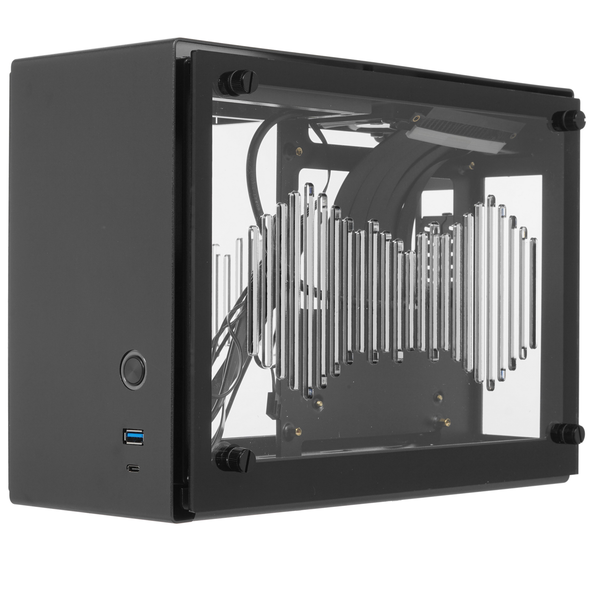 Zalman M2 mini вид сбоку, порты USB 3.0 и USB-C на передней панели, кнопка питания