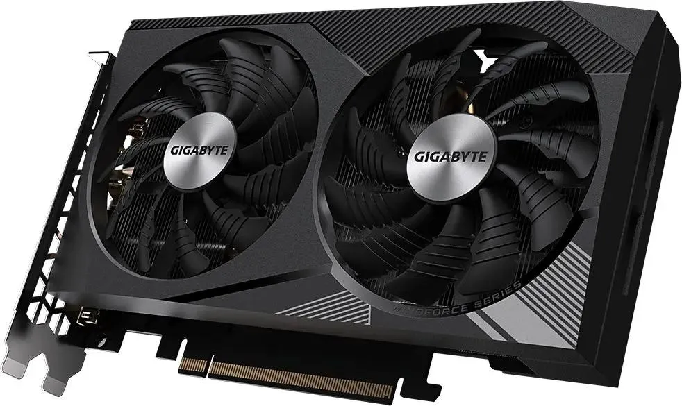 Gigabyte RTX 3060 GV-N3060WF2OC-12GD 2.0 вид спереди двухвентиляторная система охлаждения