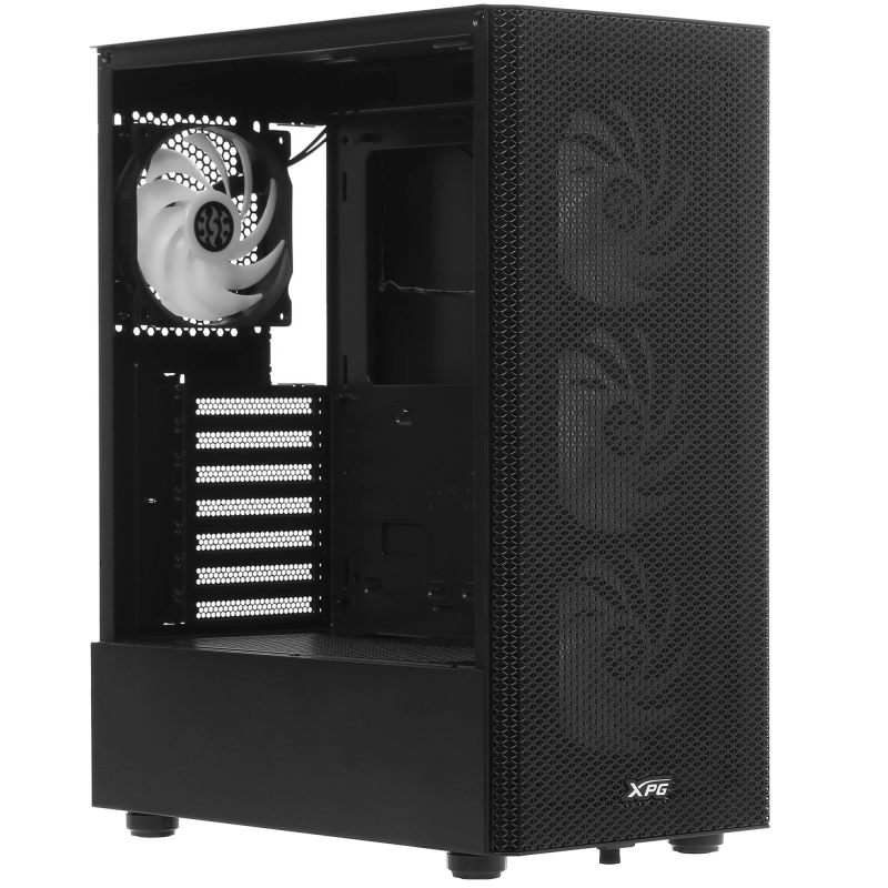 ADATA XPG VALOR MESH C внутренний вид слоты расширения место под видеокарту и вентилятор