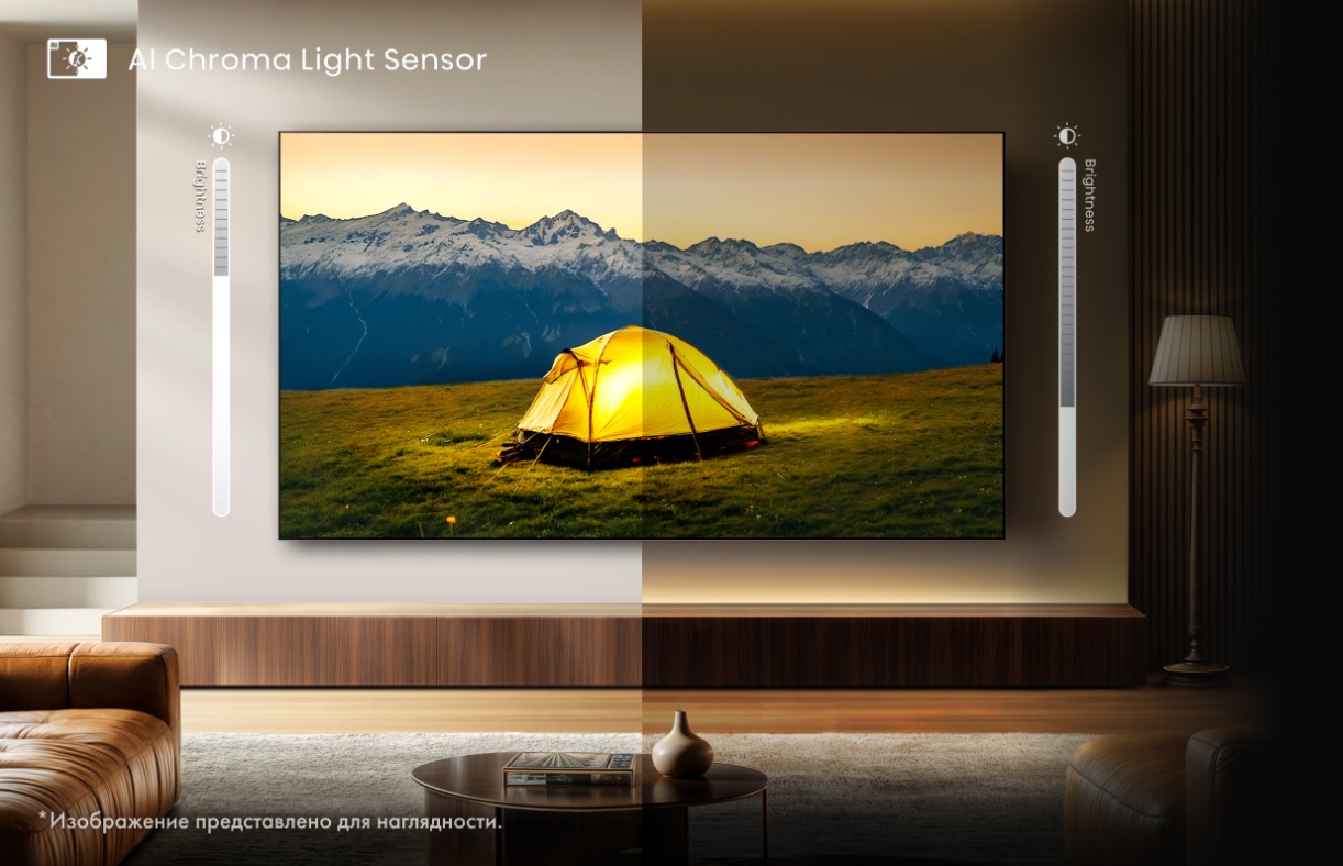 Hisense 55E8Q — интеллектуальная подстройка яркости