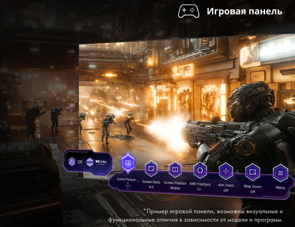 Hisense 55E8Q — игровая панель управления, Game Mode PRO