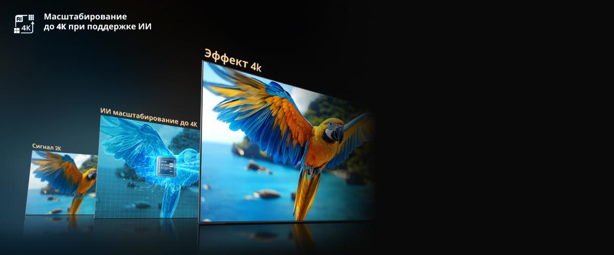 Hisense 75U7Q Pro &mdash; 4K AI Upscaler масштабирование изображения