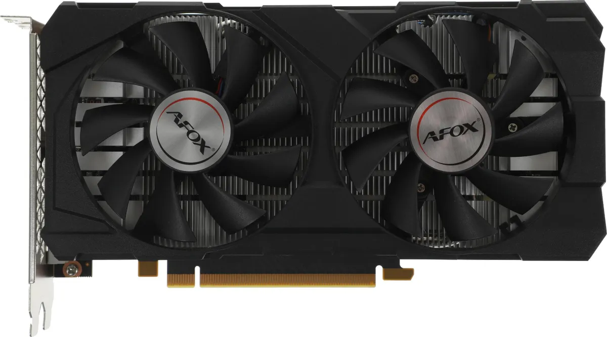 Afox GTX 1660 Ti AF1660TI-6144D6H4 вид спереди два вентилятора охлаждения