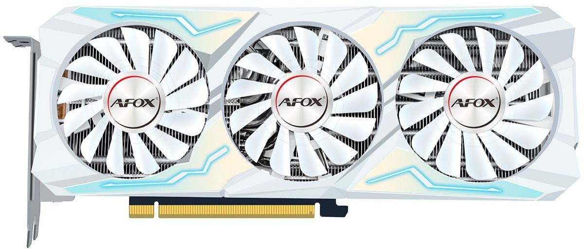 Afox GeForce RTX 3070 AF3070-8192D6H7-V3 вид сверху три вентилятора белый корпус
