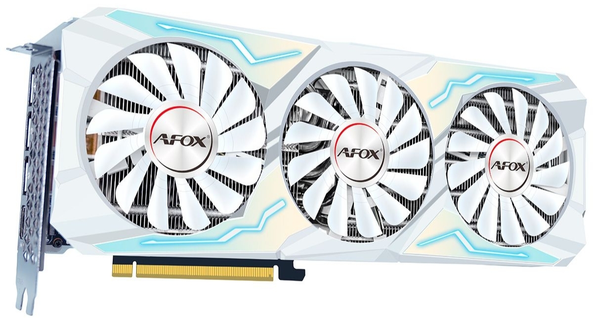 Afox RTX 3070 AF3070-8192D6H7-V3 вид сбоку разъёмы питания 8pin монтажные кронштейны
