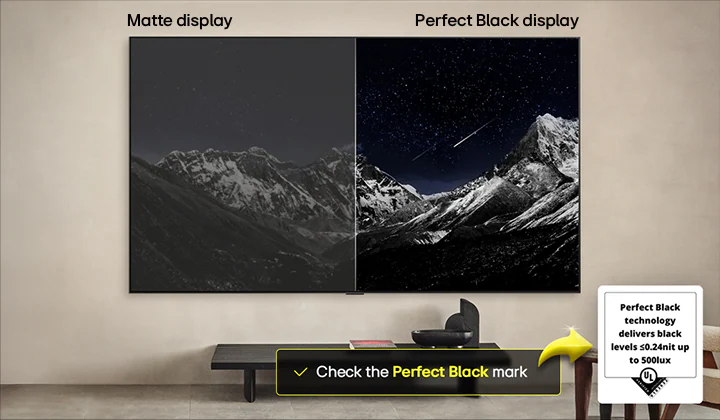 Сравнение матового и OLED-дисплея: у OLED — глубокий чёрный и высокий контраст